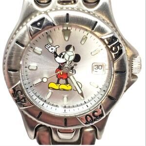 Disney Mickey Mouse Day Calendar Watch Silver 40mm Unisex